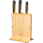 Fiskars Комплект ножове Fiskars Functional Form с бамбукова поставка, 3 бр