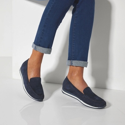 Blancheporte Mokasíny z kožené usně nám.modrá