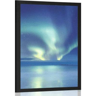 Plakát polární záře nad oceánem - 20x30 black