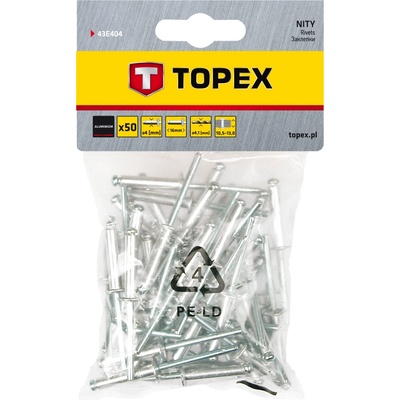 TOPEX Алуминиеви нитове за разкъсване 4, 0 mm x 16 mm, 50 бр. 43E404 (43E404)