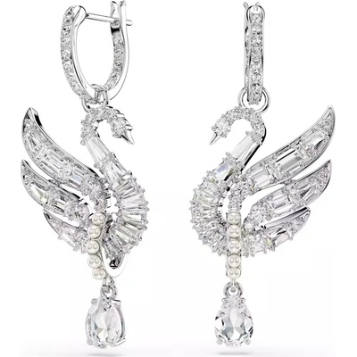 Swarovski Luxusné visiace náušnice 2v1 Swan 5723388