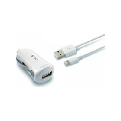 Ksix USB зарядно за кола + Ligthning кабел MFi KSIX 2.4 A Бял