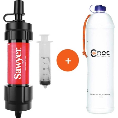 Sawyer Sada vodního filtru MINI Red + skládací láhev CNOC Vesica 1l