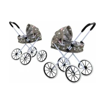 LEAN Toys Dolls Pram Large Wheels Foldable Stars Clouds Gray 60cm