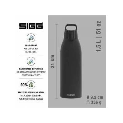 SIGG - Insulated drinking bottle - Thermos bottle Shield Therm One Black - carbonated drinks - leak-proof - dishwasher safe - BPA-free - 90% recycled stainless steel - black - 1.5L - 6167.80