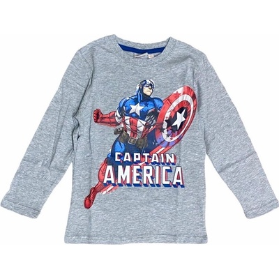 Cottonland tričko AVENGERS kapitán Amerika v akci dlouhý rukáv šedá šedá