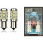  Комплект от 2бр. led Лед Крушки, 33 smd, С Лупа, bau15s 1156 (p21w), 12v, Бяла, Светлина Разминати пинове (150°)