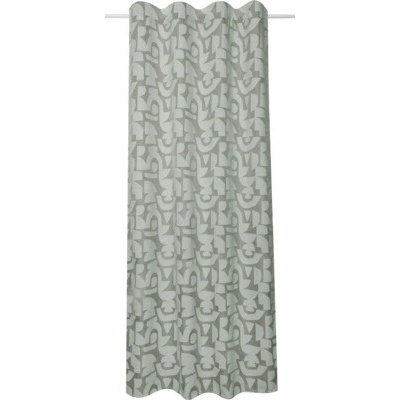 Závěs s řasící páskou Chenille s grafickým vzorem zelený 245 x 135 cm