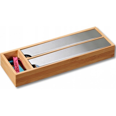 Kesper Dřevěný organizér na fólie s řezačkou Triple, 39,5x13x5,5 cm