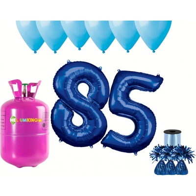 HeliumKing Hélium párty set na 85. narodeniny s modrými balónmi