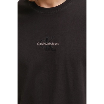 Calvin Klein Jeans Памучна тениска Calvin Klein Jeans в черно с апликация J30J325649 (J30J325649)