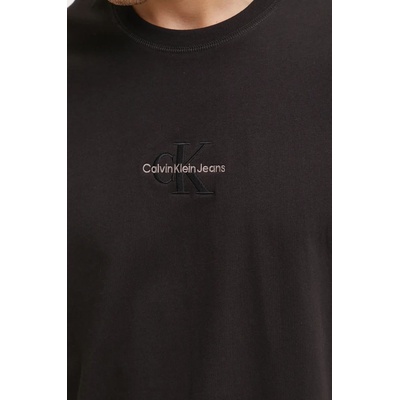 Calvin Klein Jeans Памучна тениска Calvin Klein Jeans в черно с апликация J30J325649 (J30J325649)