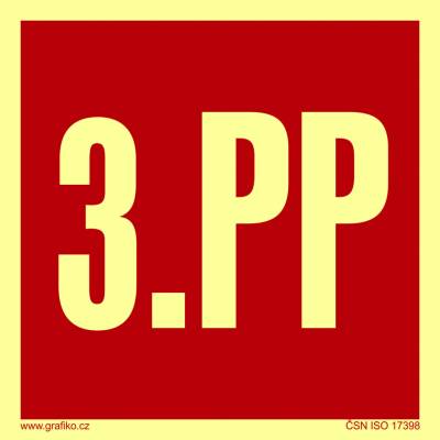 Grafiko | Označení podlaží - 3.PP - fotoluminiscenční - Materiál Hliník, Rozměr 200x200mm