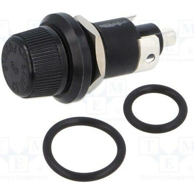 SCHURTER 7093.0110 Zásuvka; 6,3x32mm; 16A; 250VAC; na panel; černá; termoplast; IP68