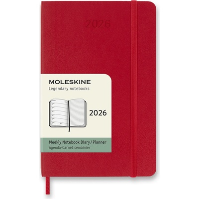 Moleskine A6 týdenní 2026 červený