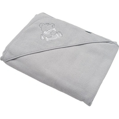 New Baby Detská froté osuška s výšivkou a kapuckou 100x100 sivá medveď