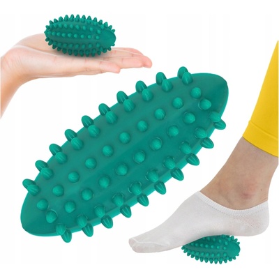 4FIZJO Masážna loptička s bodcami 11,5 cm x 5 cm modrá, zelená