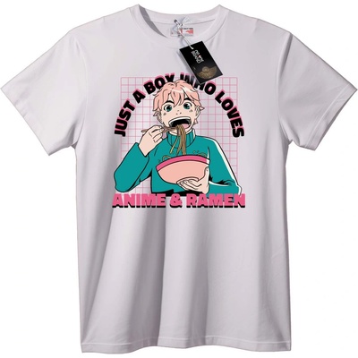 NOONEBRAND Тениска Аниме и Рамен - 7XL, White