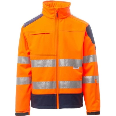 Payper SCREEN FLUO 001450 0053 reflexná softshellová bunda s pruhmi 3M oranžová neónovánavy blue