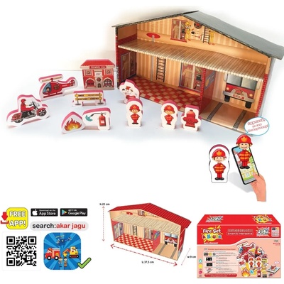 Jagu Комплект говорещи играчки Jagu - Пожарна и къща, 13 части (91-495)