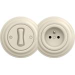 Reblig - ретро еднополюсен ключ № 1 и розетка 230 V с бежова рамка (RG0135D)