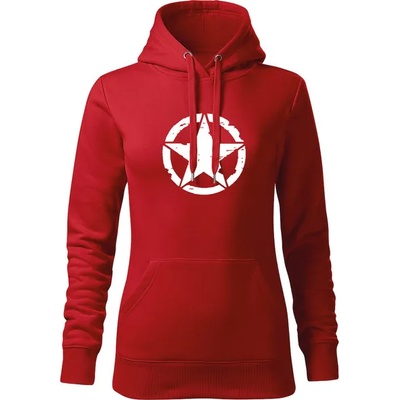DRAGOWA дамски суитшърт с качулка, звезда, червен, 320г/м2 (5906)