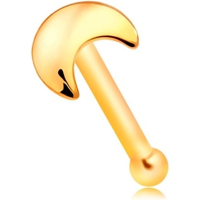 Šperky eshop Rovný piercing do nosu ze žlutého zlata se srpkem měsíce S2GG207.07