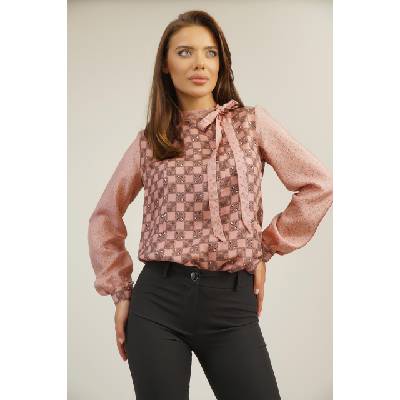 Дамска елегантна блуза цвят пепел от рози от коприна 81919-731