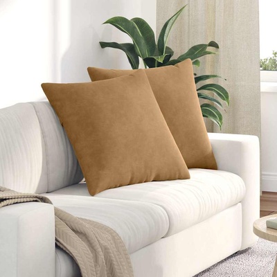 vidaXL Диван възглавници 2 pcs Кафяво 60 x 60 cm Кордюрова тъкан (42014022)