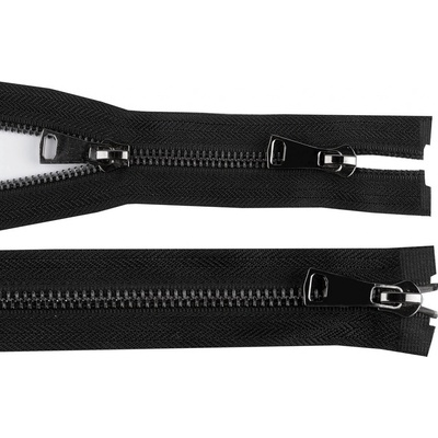Prima-obchod Zip kovový No 5 dělitelný 2 jezdce / dvoucestný 50 cm, barva 2 černá černý nikl