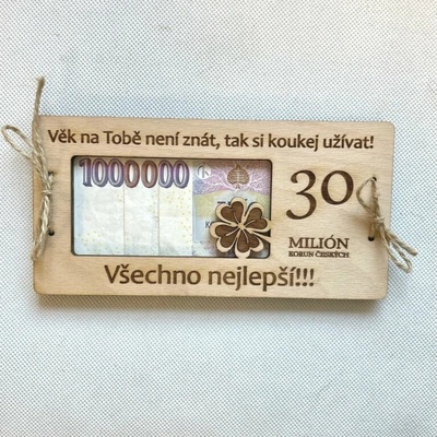 Dekorace z Česka Milion korun k narozeninám Jubileum: 30, Varianta: Bez podpisu