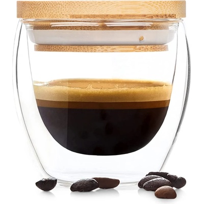 Bambuswald Чаша за кафе с капак, 100 мл. , ръчна изработка, боросиликатно стъкло, бамбук (BW-10290-001) (BW-10290-001)