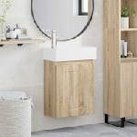 vidaXL Мивка за баня със смесител Дъб сонома 45, 5 x 25, 5 x 84 см (889483)