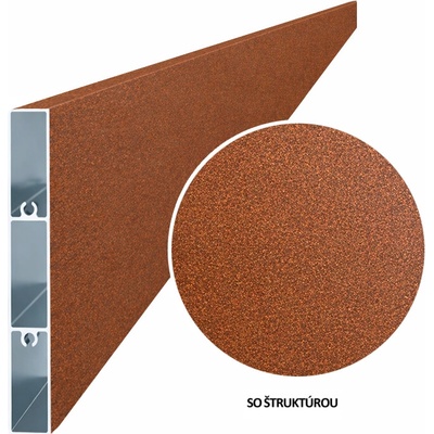 Hliníková plotová lamela 100x16 mm, tvar obdélník, s Cortenovým vzhledem se strukturou (efekt rzi) (AL-PV3-KS-2)