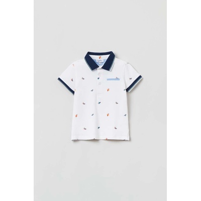 OVS Детска тениска с яка OVS в бяло с десен (1759135.Boy.9.36months.)