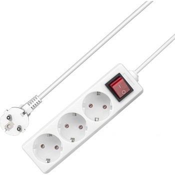 Удължител No brand, 3 гнезда, 250V, 16A, Кабел, 5m, С ключ, Бял - 17876 (17876)