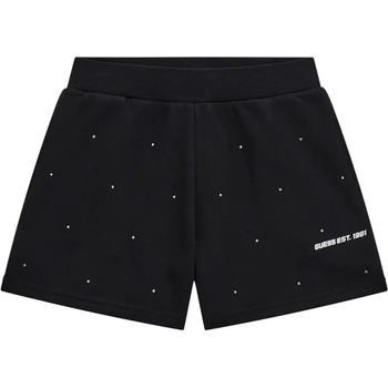 Guess Къси спортни панталони за момиче в черно покрити с кристали Guess