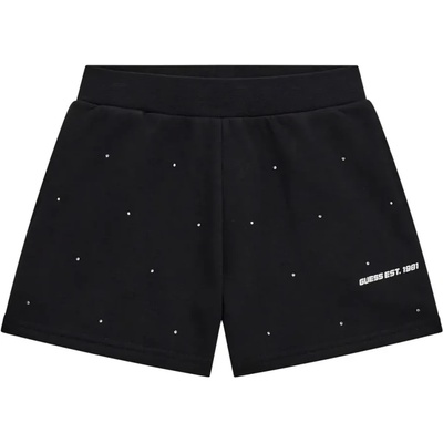 Guess Къси спортни панталони за момиче в черно покрити с кристали Guess