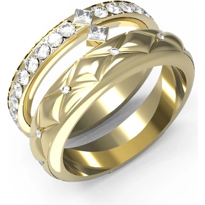 Guess Pozlátený prsteň s kryštálmi Stylish JUBR04586JWYG