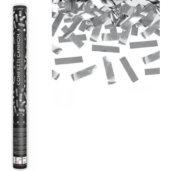 Partydeco vystřelovací konfety stříbrné 60 cm