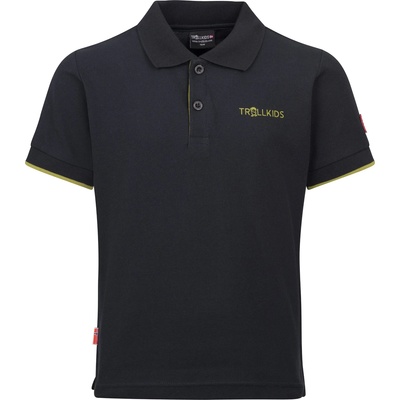 Trollkids Детска поло тениска Trollkids Kid's Bergen Polo XT Polo shirt - Black / Pear Green - размер 110 (EU) (704-1800-0714)