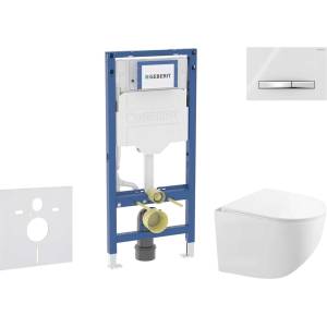 Geberit Duofix - Комплект за стенен монтаж, Gaia compact тоалетна и softclose седалка, бутон Sigma50, хром/алпийско бяло SANI11CA3148B (SANI11CA3148B)