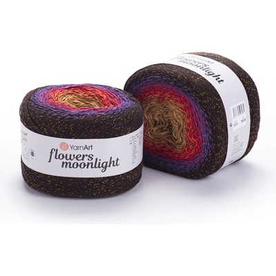 Yarn Art Příze Flowers Moonlight 3265 hnědá, červená, fialová, tmavě hnědá