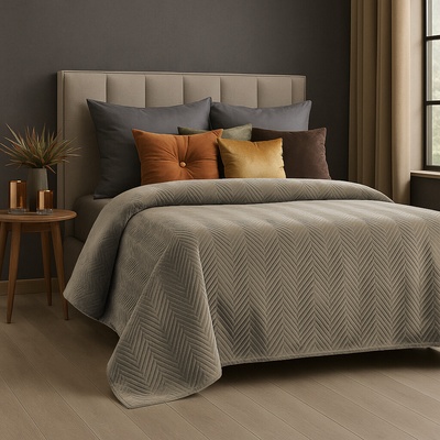 Takoy Prehoz SOFIA z mäkkého a matného zamatu prešívaný do vzoru rybej kosti-HF-366936 170 x 210 cm