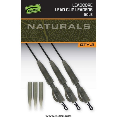 Fox Montáž Naturals Leadcore Power Grip Lead Clip Leaders 75 cm 3 ks 50 lb