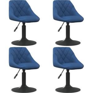vidaXL Въртящи се трапезни столове, 4 бр, сини, кадифе (3088795)