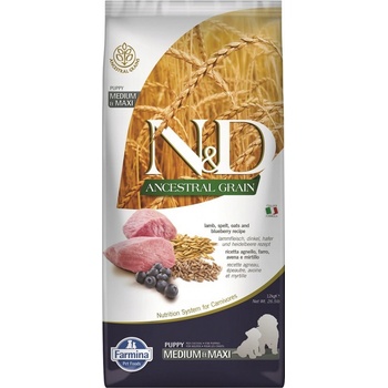 N&D Ancestral Grain Low Grain Dog Puppy M/L Lamb & Blueberry 12 kg