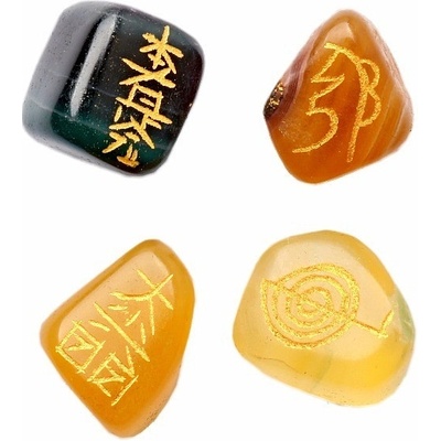 Nefertitis Reiki sada kamenů fluorit se symboly Reiki NF10696 - 4x cca 2,5 cm