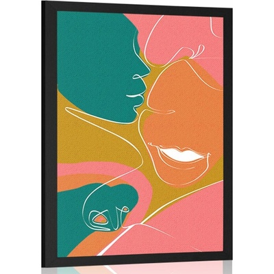 Plakát šťastný pár v pastelových barvách - 20x30 black