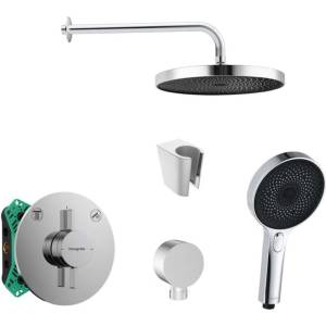 SANITINO - Душ комплект с смесител и вграден корпус от Hansgrohe, аксесоари от Kielle, хром SANI21HKK000 (SANI21HKK000)